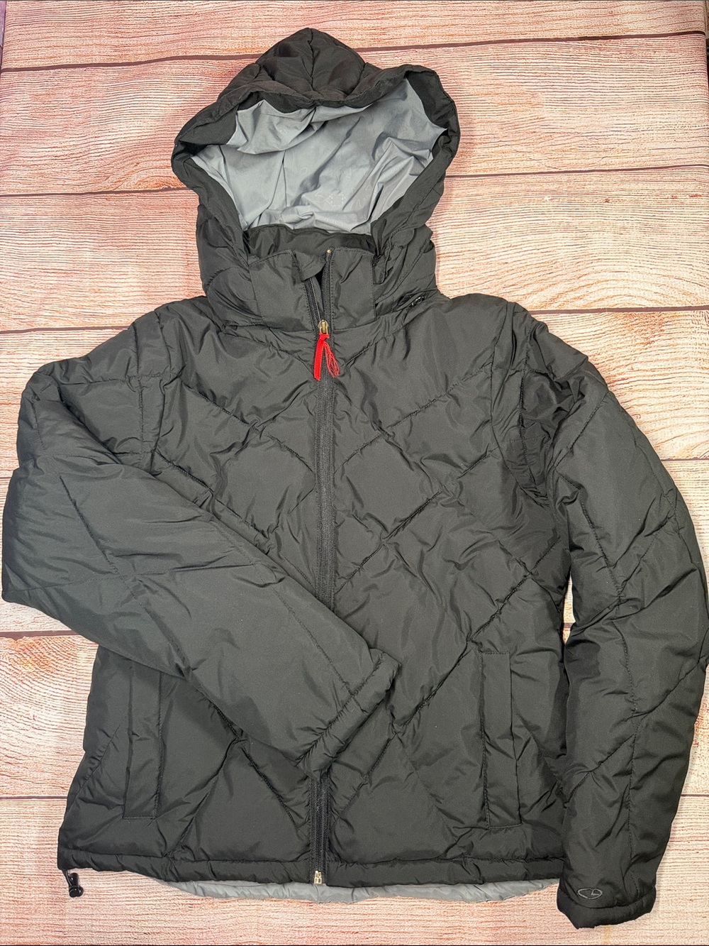 Champion Men's Medium Black Hooded Insulated Puffer Jacket Full Zip Outdoor
